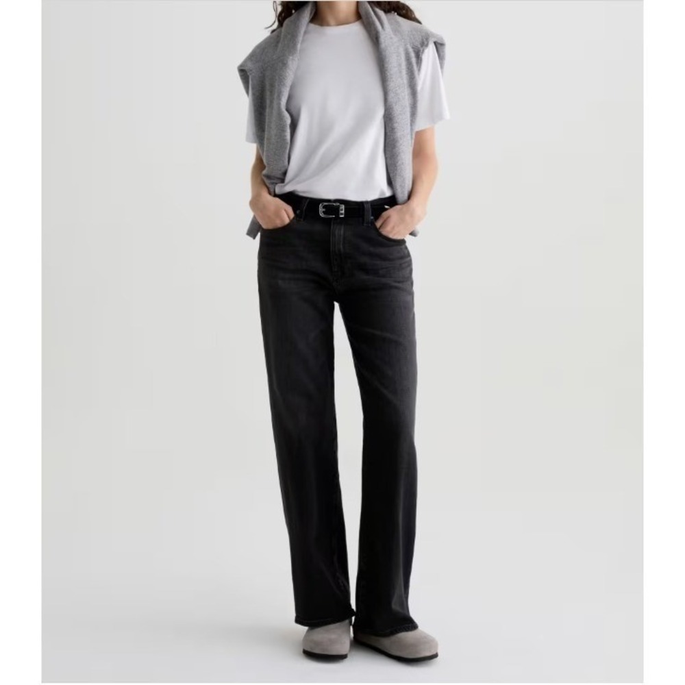 AG Adriano Goldschmied Kora High-Rise Wide Leg Jeans Womens 25 Black MSRP$258